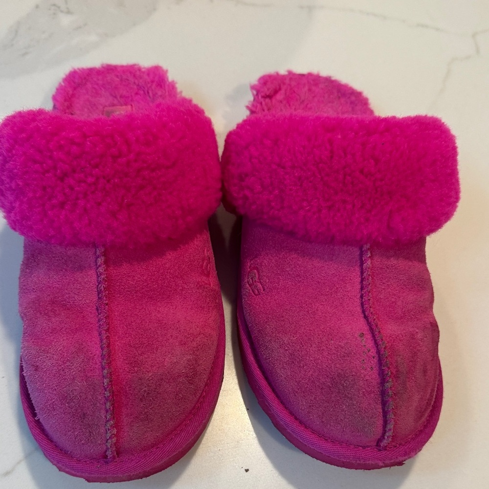 UGG Fuchsia Kids Slippers pink used can probably get cleaned